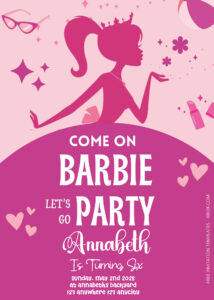 ( Easily Edit PDF Invitation ) Barbie Birthday Invitation Templates