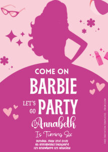 ( Easily Edit PDF Invitation ) Barbie Birthday Invitation Templates