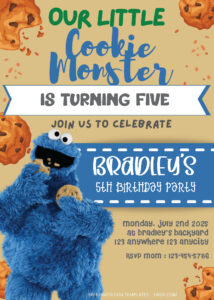 ( Easily Edit PDF Invitation ) Cookie Monster Birthday Invitation Templates