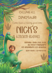 ( Easily Edit PDF Invitation ) Good Dinosaur Birthday Invitation Templates