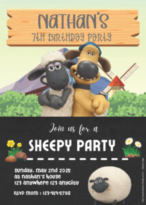 ( Easily Edit PDF Invitation ) Shaun The Sheep Birthday Invitation Templates