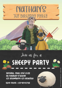 ( Easily Edit PDF Invitation ) Shaun The Sheep Birthday Invitation Templates