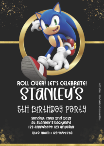 ( Easily Edit PDF Invitation ) Sonic The Hedgehog Birthday Invitation Templates