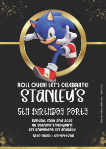 ( Easily Edit PDF Invitation ) Sonic The Hedgehog Birthday Invitation Templates