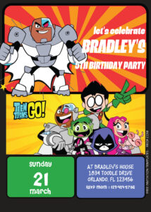 ( Easily Edit PDF Invitation ) Teen Titans Birthday Invitation Templates
