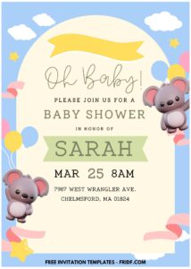 (Easily Edit PDF Invitation) Watercolor Baby Koala Birthday Invitation H