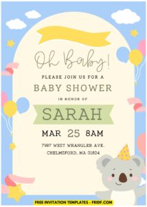 (Easily Edit PDF Invitation) Watercolor Baby Koala Birthday Invitation J