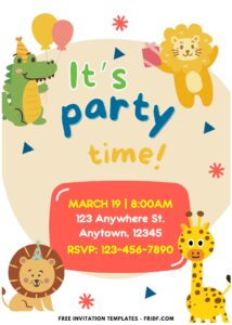 (Easily Editable PDF) Jungle Birthday Party Invitation B