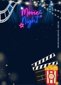 FREE Canva Invitation - Movie Night Party Birthday Invitation Templates