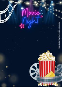 FREE Canva Invitation - Movie Night Party Birthday Invitation Templates