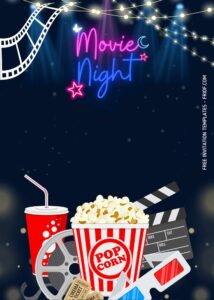 FREE Canva Invitation - Movie Night Party Birthday Invitation Templates