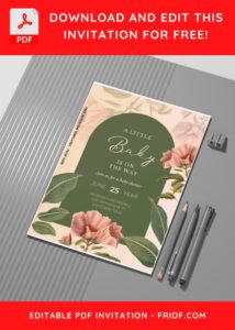 (Easily Edit PDF Invitation) Beautiful Amaryllis Flower Baby Shower Invitation A