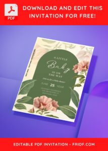 (Easily Edit PDF Invitation) Beautiful Amaryllis Flower Baby Shower Invitation B