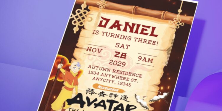 (Easily Edit PDF Invitation) Cool Avatar Themed Birthday Invitation