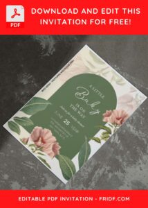 (Easily Edit PDF Invitation) Beautiful Amaryllis Flower Baby Shower Invitation C