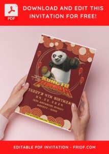 (Easily Edit PDF Invitation) Awesome Kung Fu Panda 4 Birthday Invitation E