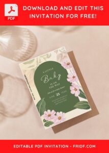 (Easily Edit PDF Invitation) Beautiful Amaryllis Flower Baby Shower Invitation D