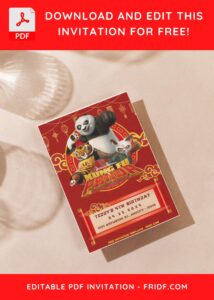 (Easily Edit PDF Invitation) Awesome Kung Fu Panda 4 Birthday Invitation F