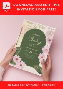 (Easily Edit PDF Invitation) Beautiful Amaryllis Flower Baby Shower Invitation E
