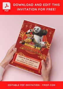 (Easily Edit PDF Invitation) Awesome Kung Fu Panda 4 Birthday Invitation G