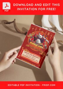 (Easily Edit PDF Invitation) Awesome Kung Fu Panda 4 Birthday Invitation H