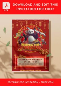 (Easily Edit PDF Invitation) Awesome Kung Fu Panda 4 Birthday Invitation I