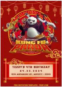 (Easily Edit PDF Invitation) Awesome Kung Fu Panda 4 Birthday Invitation B
