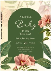 (Easily Edit PDF Invitation) Beautiful Amaryllis Flower Baby Shower Invitation H
