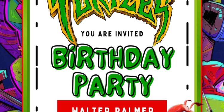 Free Editable Teenage Mutant Ninja Turtles Birthday Invitations