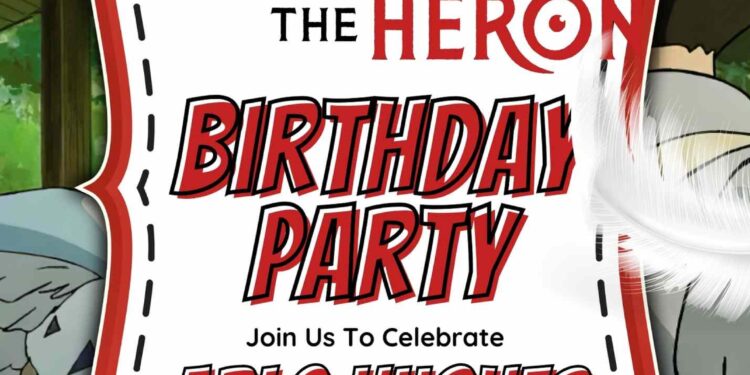 Free Editable The Boy and the Heron Birthday Invitations