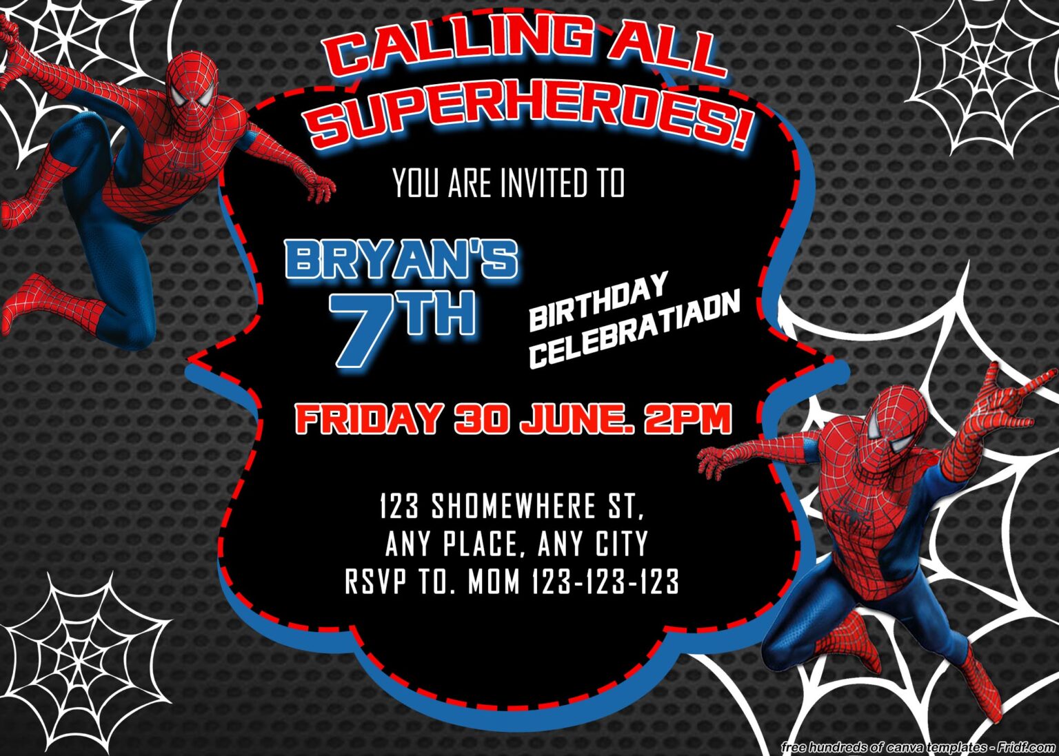FREE Editable Spiderman Invitation Template