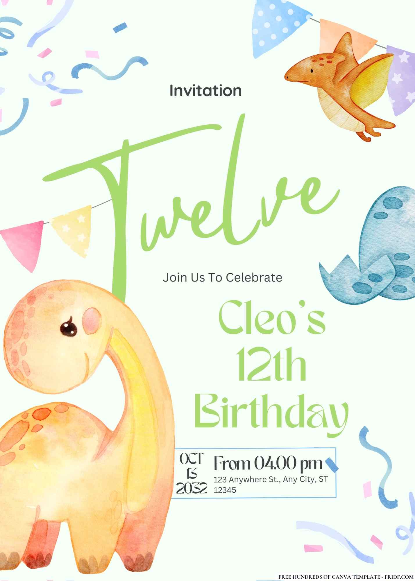 FREE Editable Dinosaur Birthday Invitation