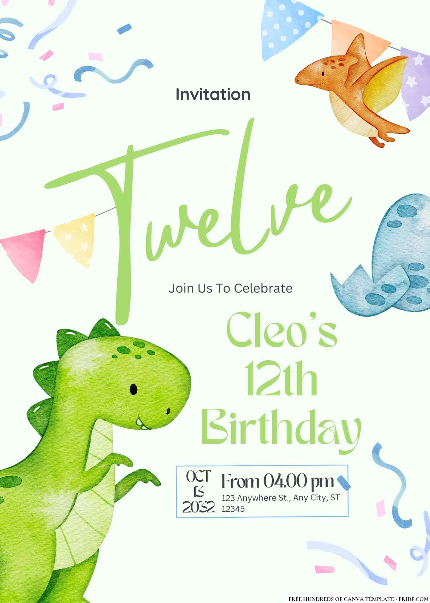 FREE Editable Dinosaur Birthday Invitation
