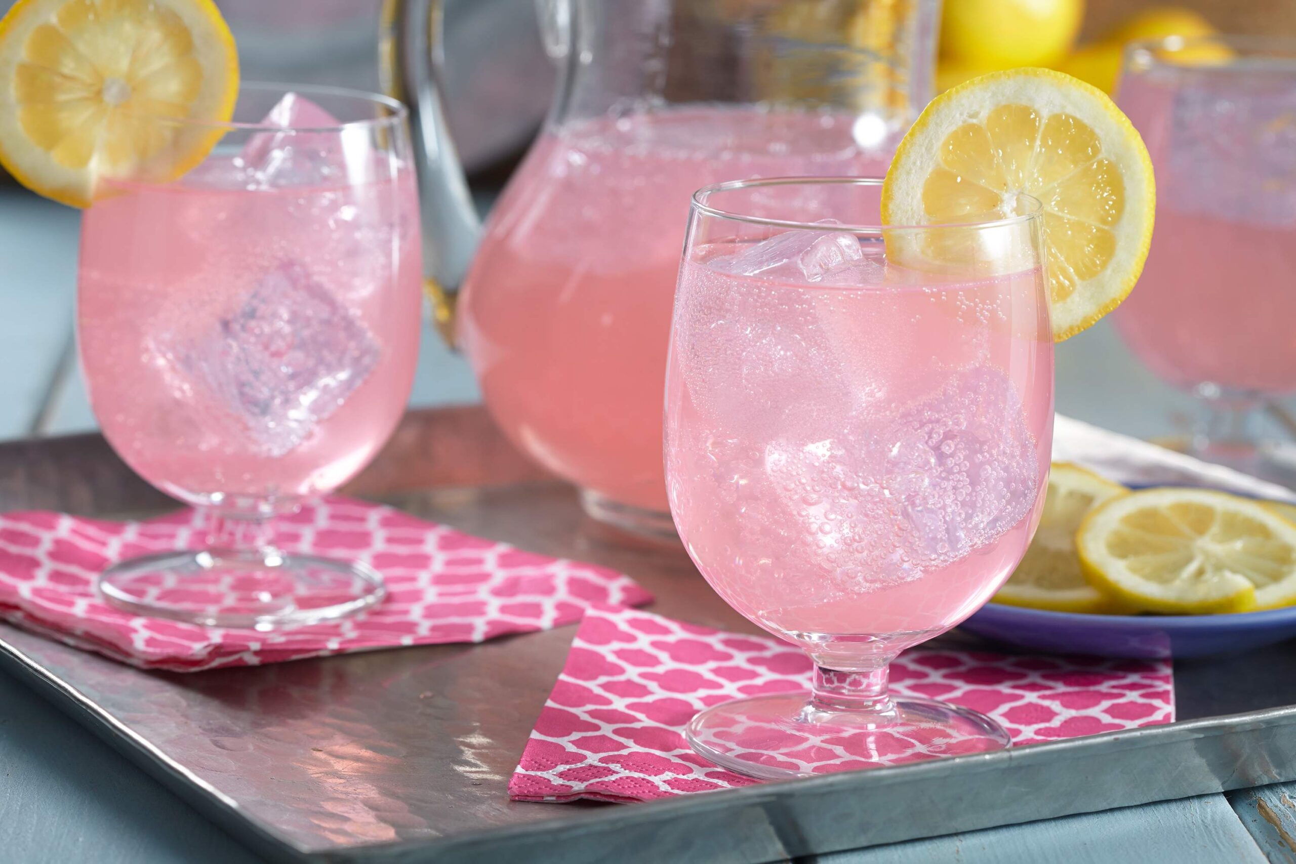 Pink Sparkling Punch Drink served in a wine glass