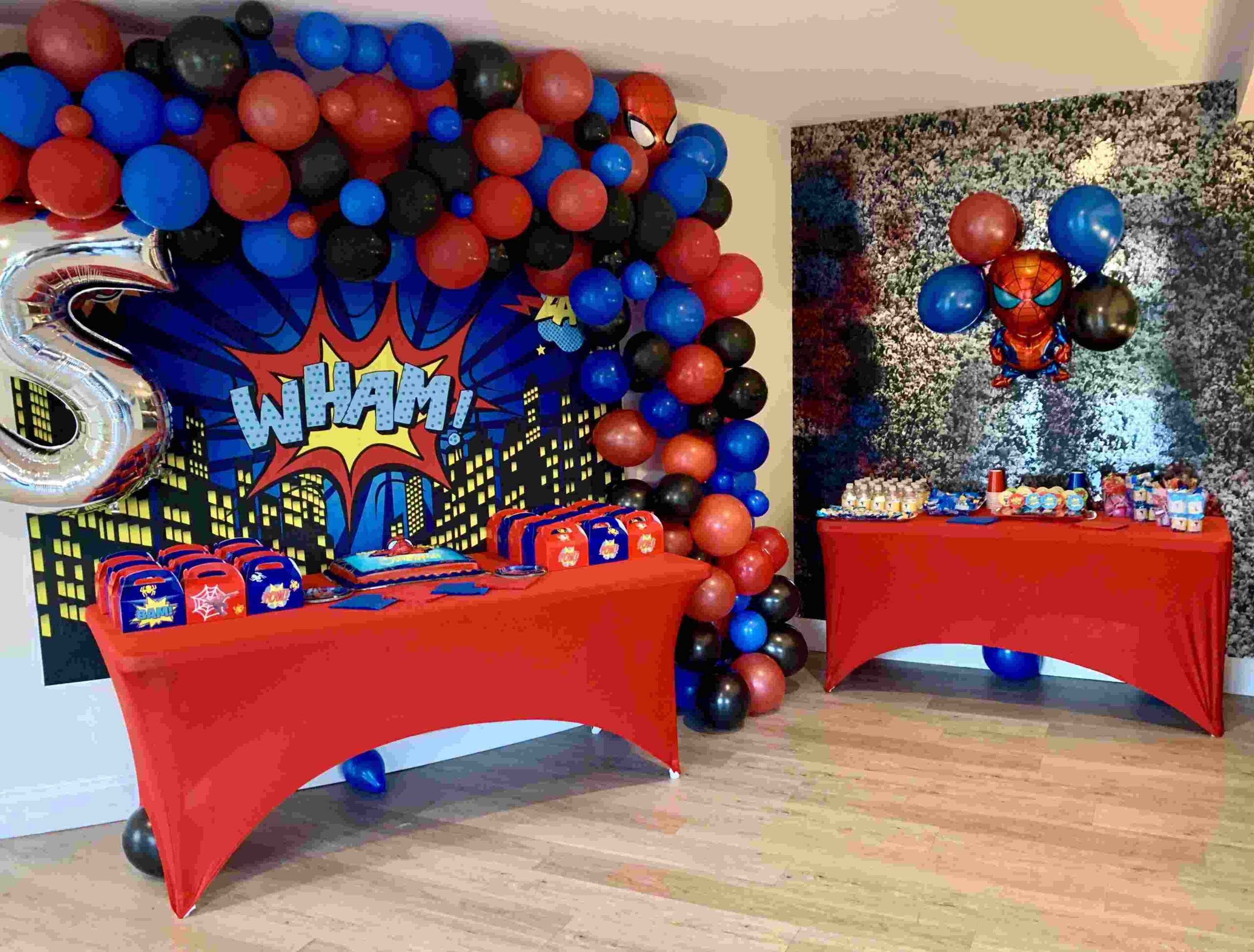 Blue and Red Spiderman Birthday Party Backdrop