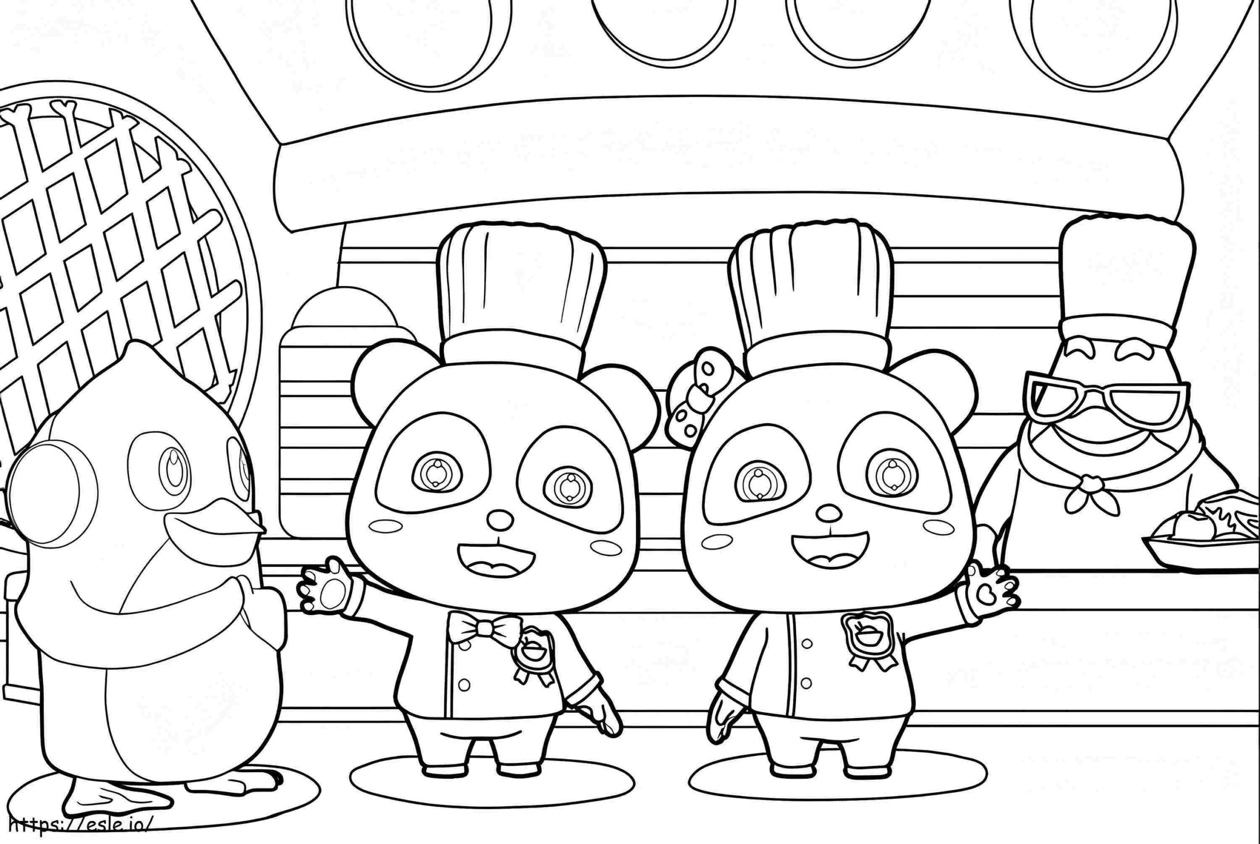 BabyBus MiuMiu and Kiki Cooking Coloring Page