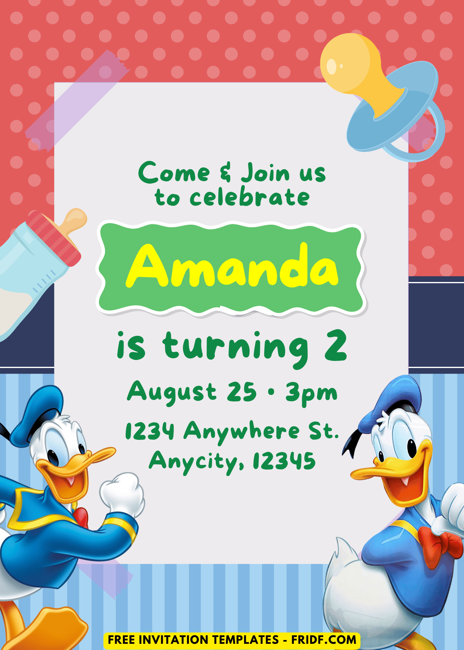 Donald Duck Birthday Invitation