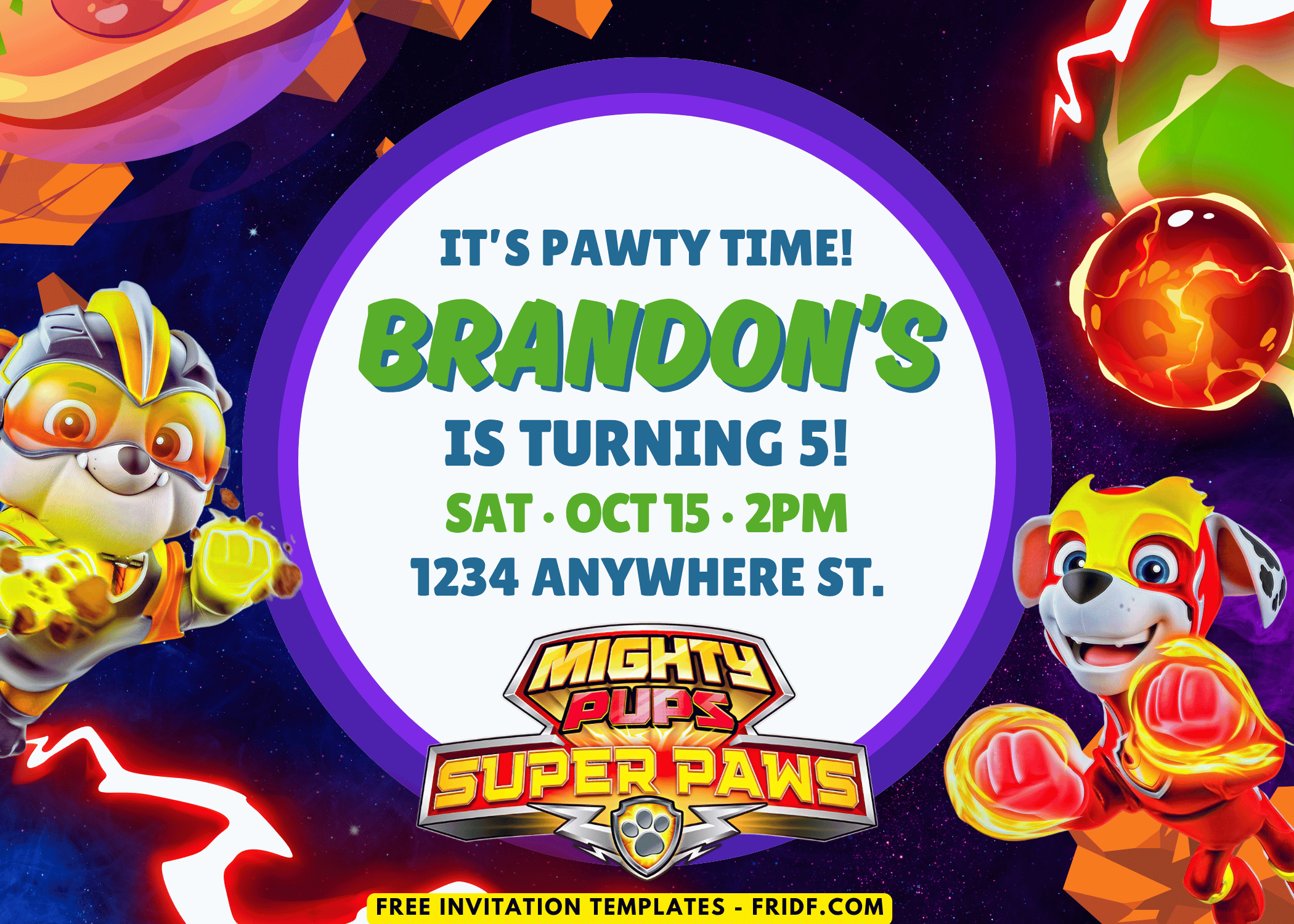 Space Adventure PAW Patrol Birthday Invitation