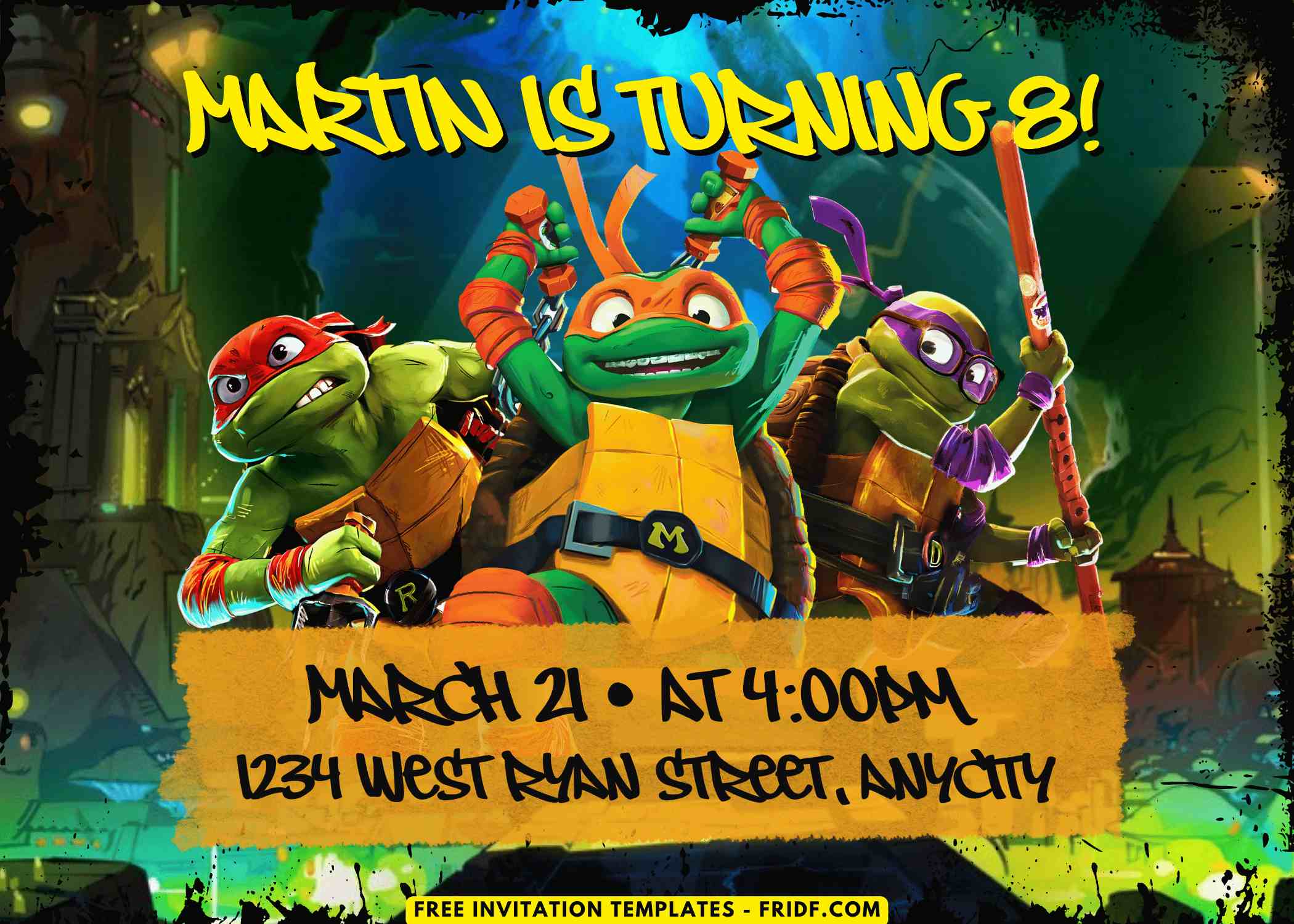 Ninja Turtles Warrior Birthday Invitation