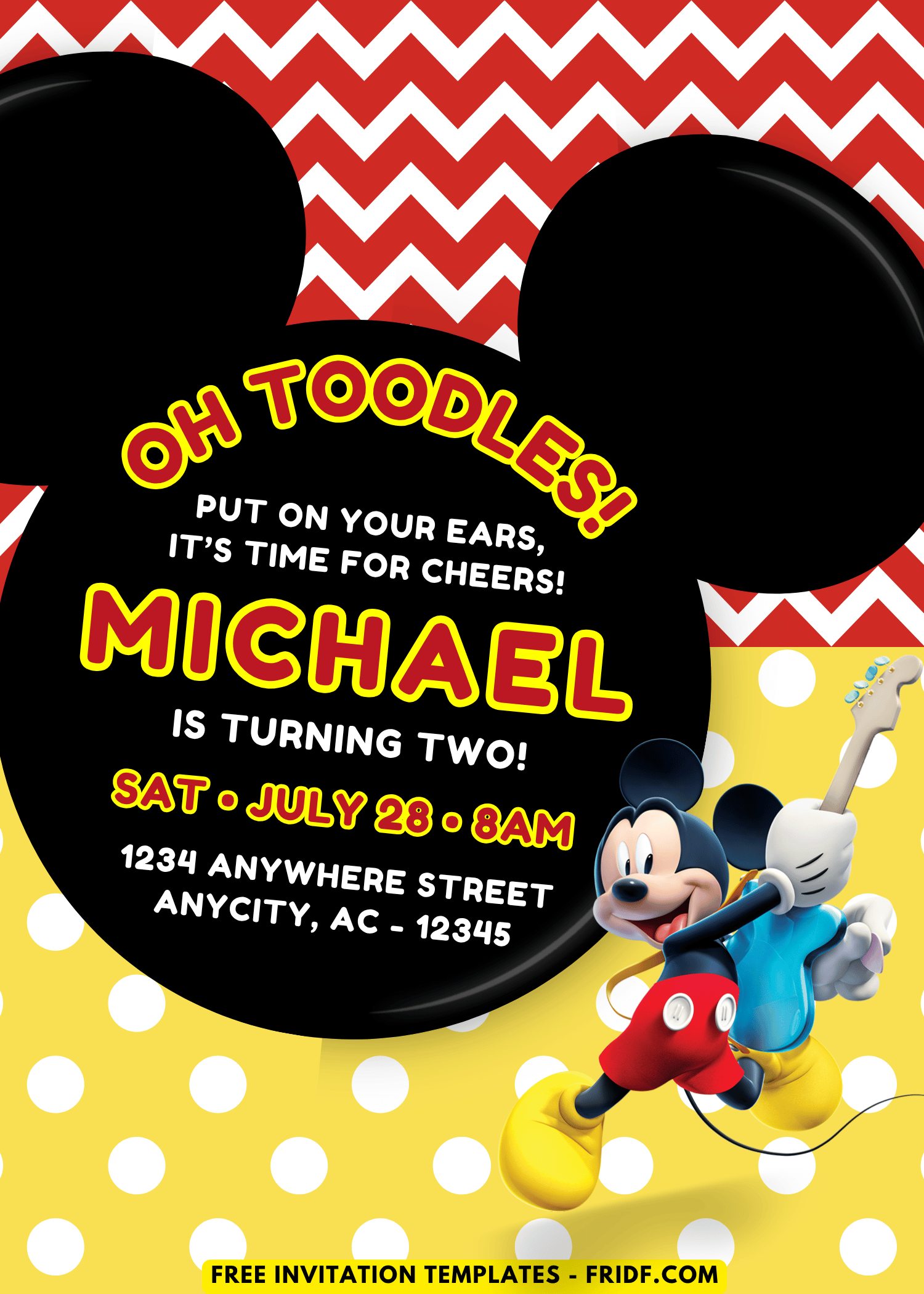 Pluto And Mickey Mouse Birthday Invitation