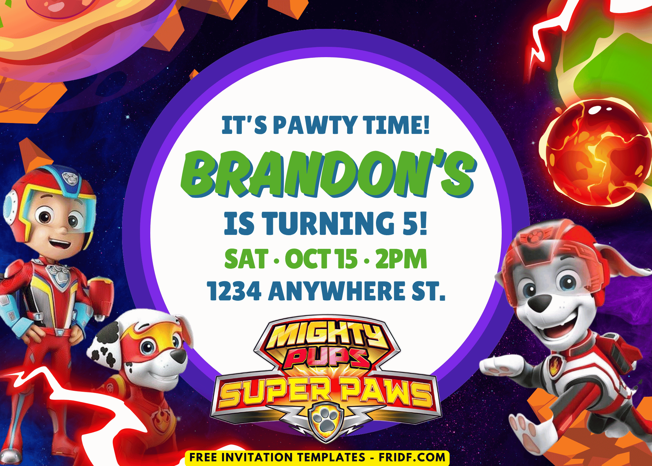 Galactic PAW Patrol Birthday Invitation