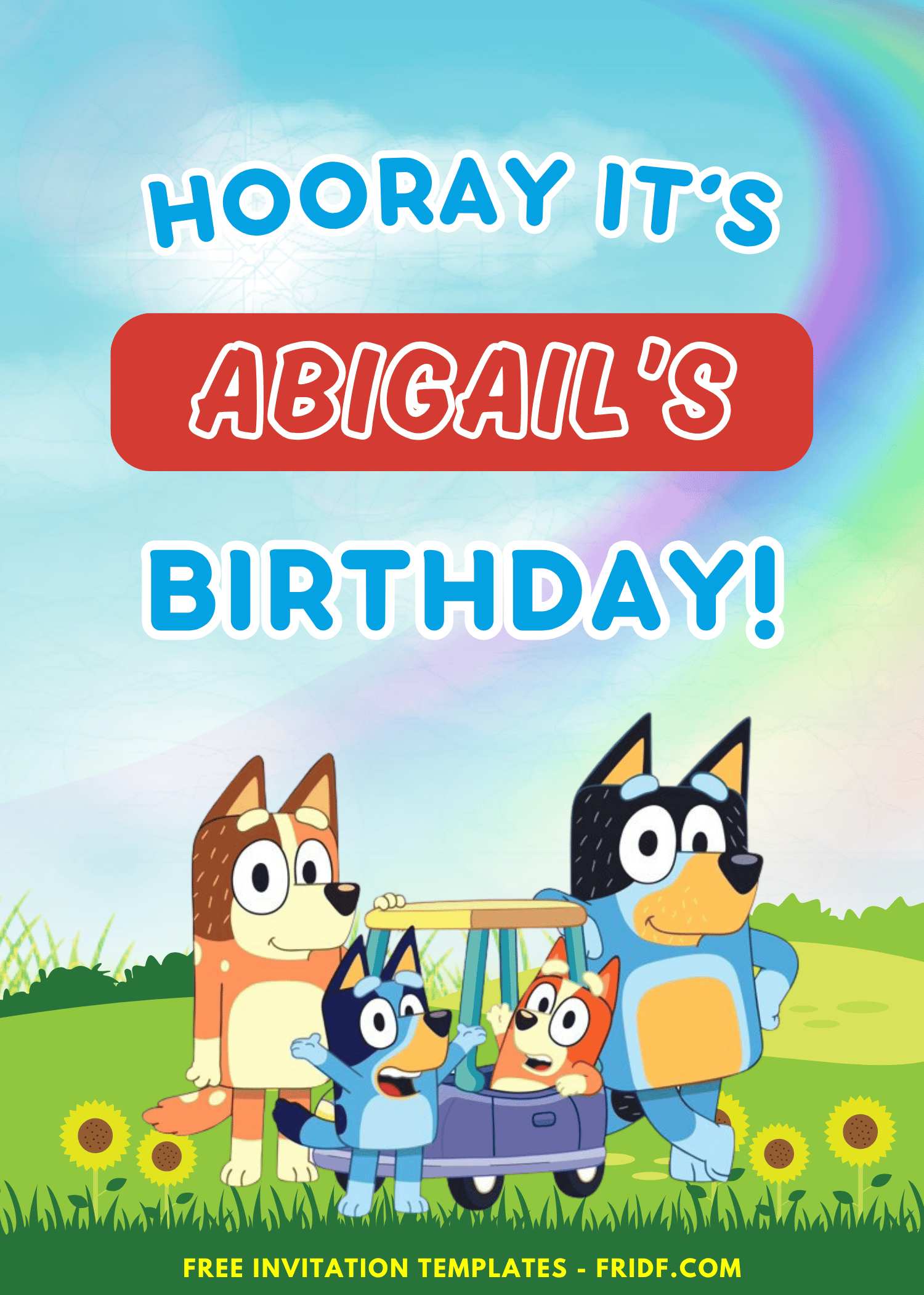 Bluey Birthday Party Backdrop Template