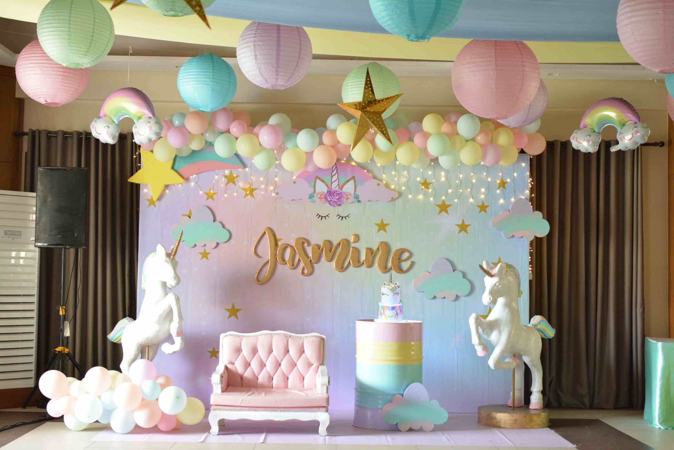 Beautiful Ombre pastel pink Styrofoam backdrop for Unicorn themed birthday party